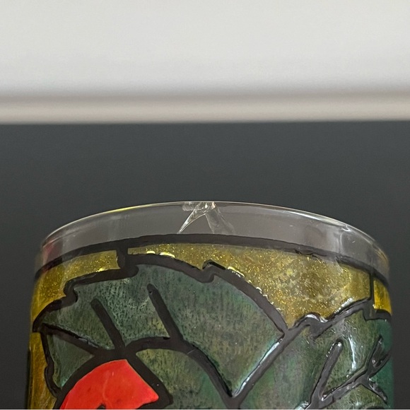 Strawberry Fruit Stained Glass Tumblers Vintage 1973 Set of 8 - Picture 15 of 15